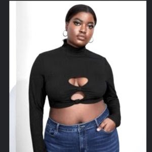 SHEIN Cropped Keyhole Shirt